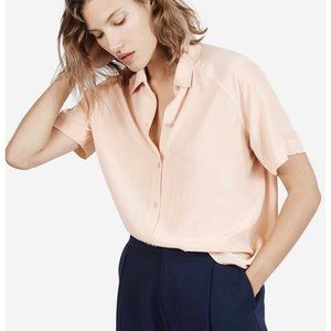 XS Everlane Blush Short Sleeve Relaxed Silk Shirt